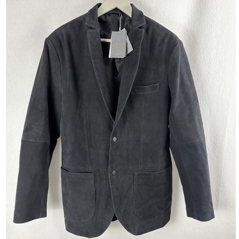 NEW Outback Trading Mens Suede Leather Blazer Jacket Black Two Button Sz M Veeam